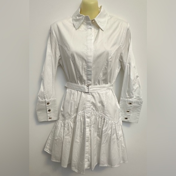 Karina Grimaldi Dresses & Skirts - Karina Grimaldi White Long Sleeve A-Line Button Front Dress